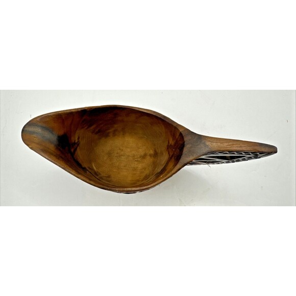 4"H Vtg Hand Carved Wood Wedding Cup Yugoslavia European Balkan Teak Vase Kuksa - Picture 4 of 9